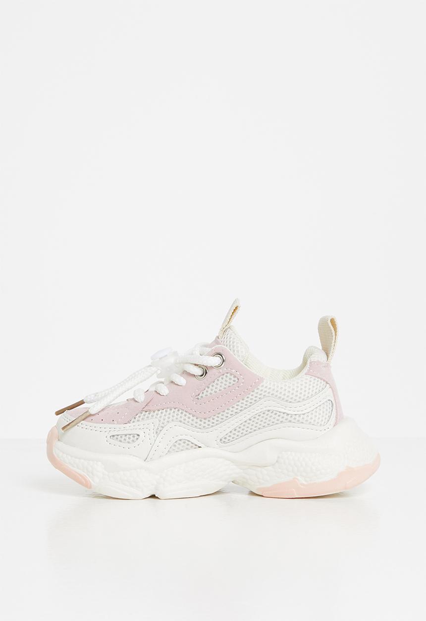 Pop Candy - Girls sneaker with mesh detail - pink & white 