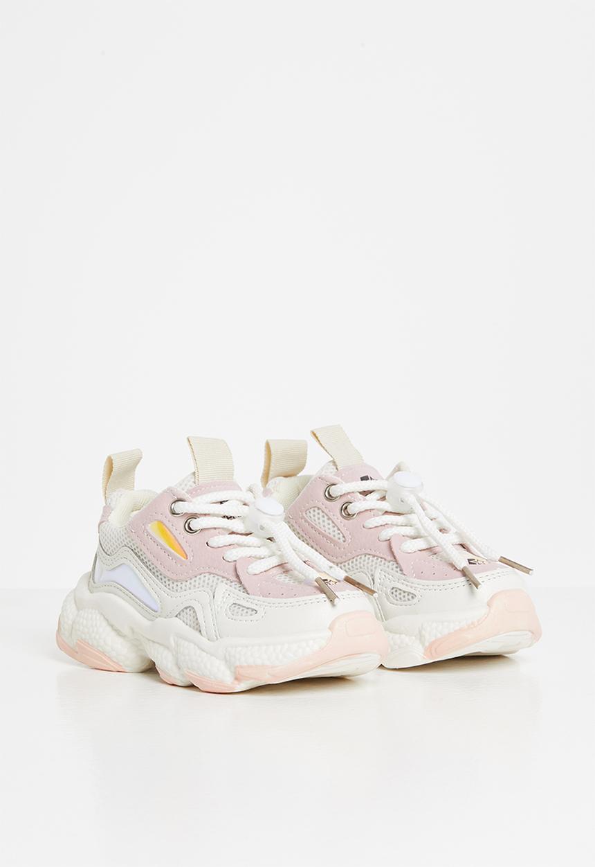 Pop Candy - Girls sneaker with mesh detail - pink & white 