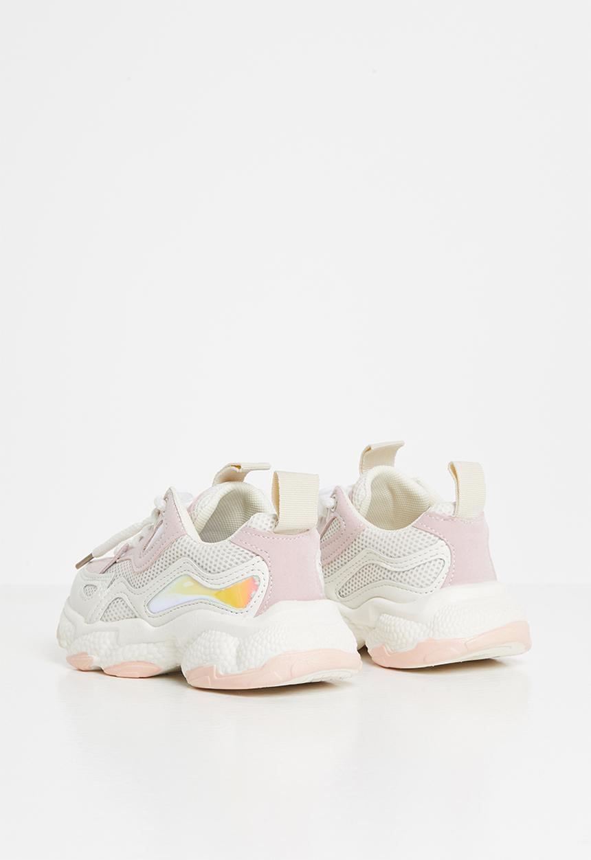 Pop Candy - Girls sneaker with mesh detail - pink & white 