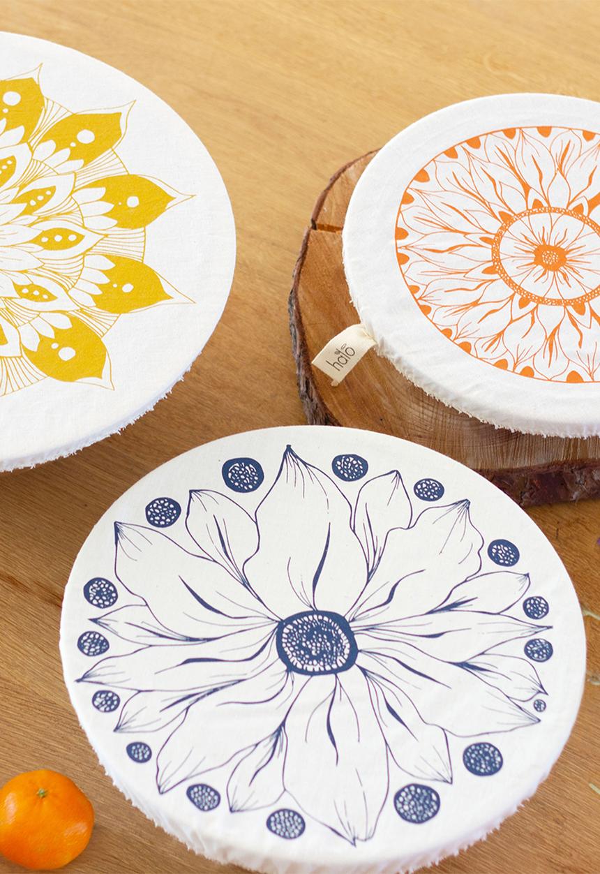 Halo Dish Covers - Dish and bowl cover set of 6- edible flowers