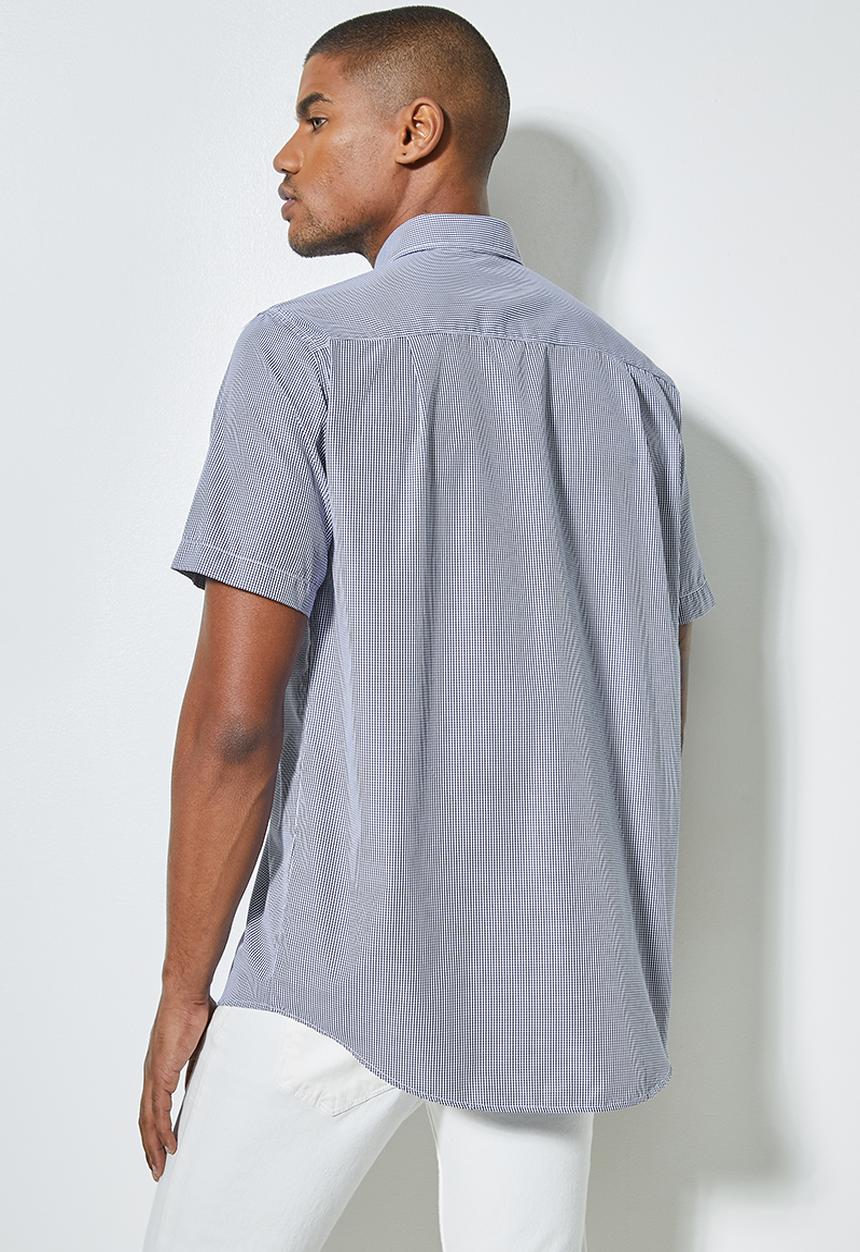 Superbalist - Regular fit short sleeve single pocket shirt  - white & navy 