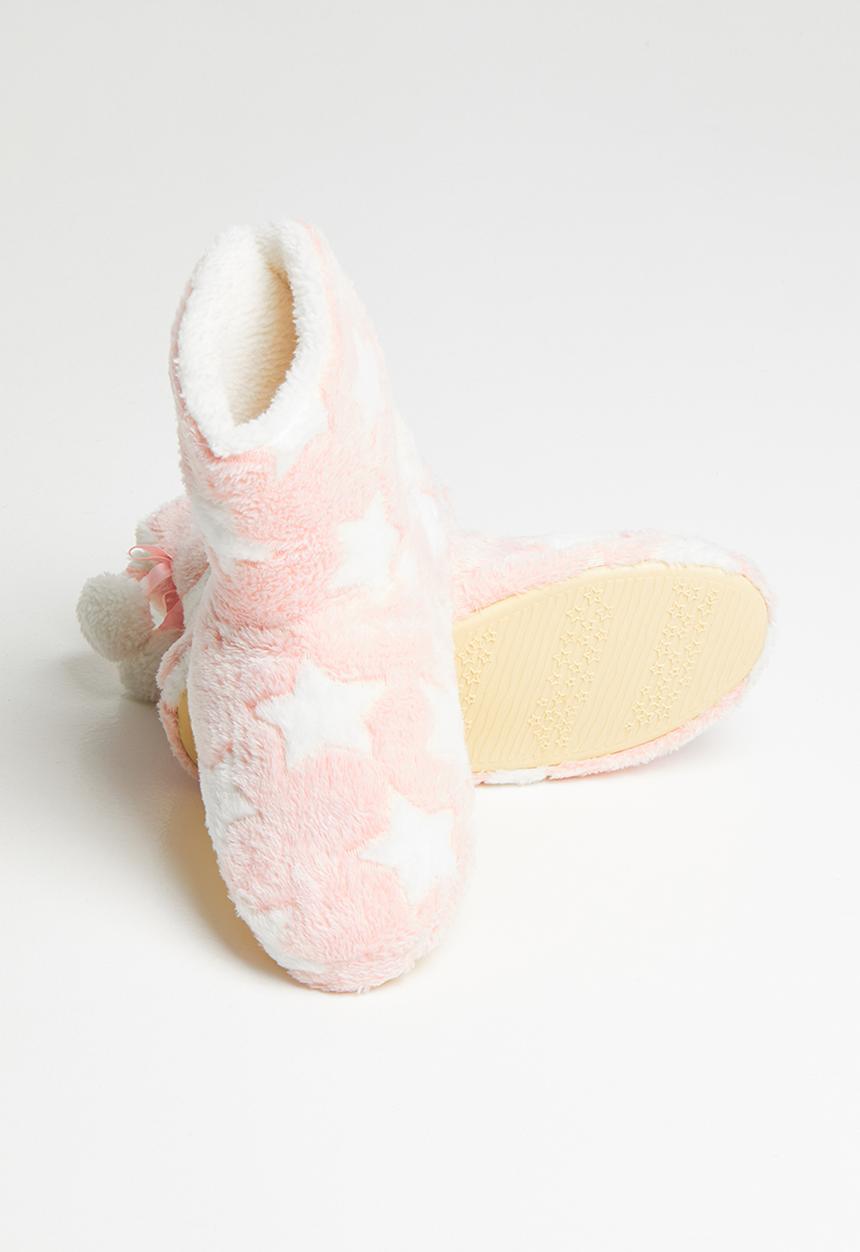 Rebel Republic - Girls star slippers - pink & white 