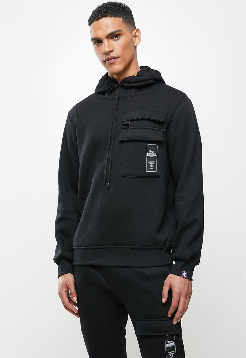 Lonsdale - Cargo hoodie tracktop - black