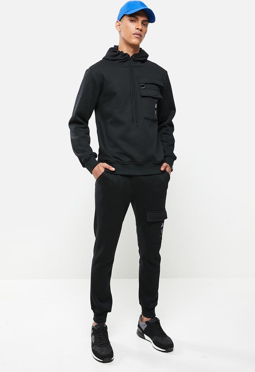 Lonsdale - Cargo hoodie tracktop - black