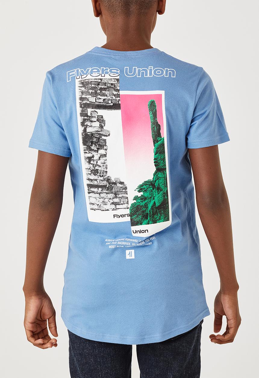 Flyersunion - Split photographic tee - blue