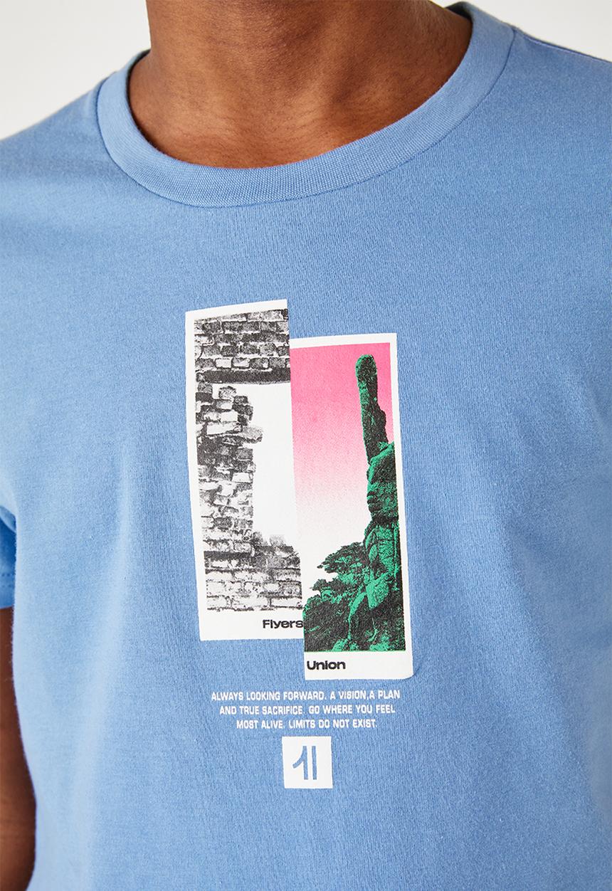Flyersunion - Split photographic tee - blue
