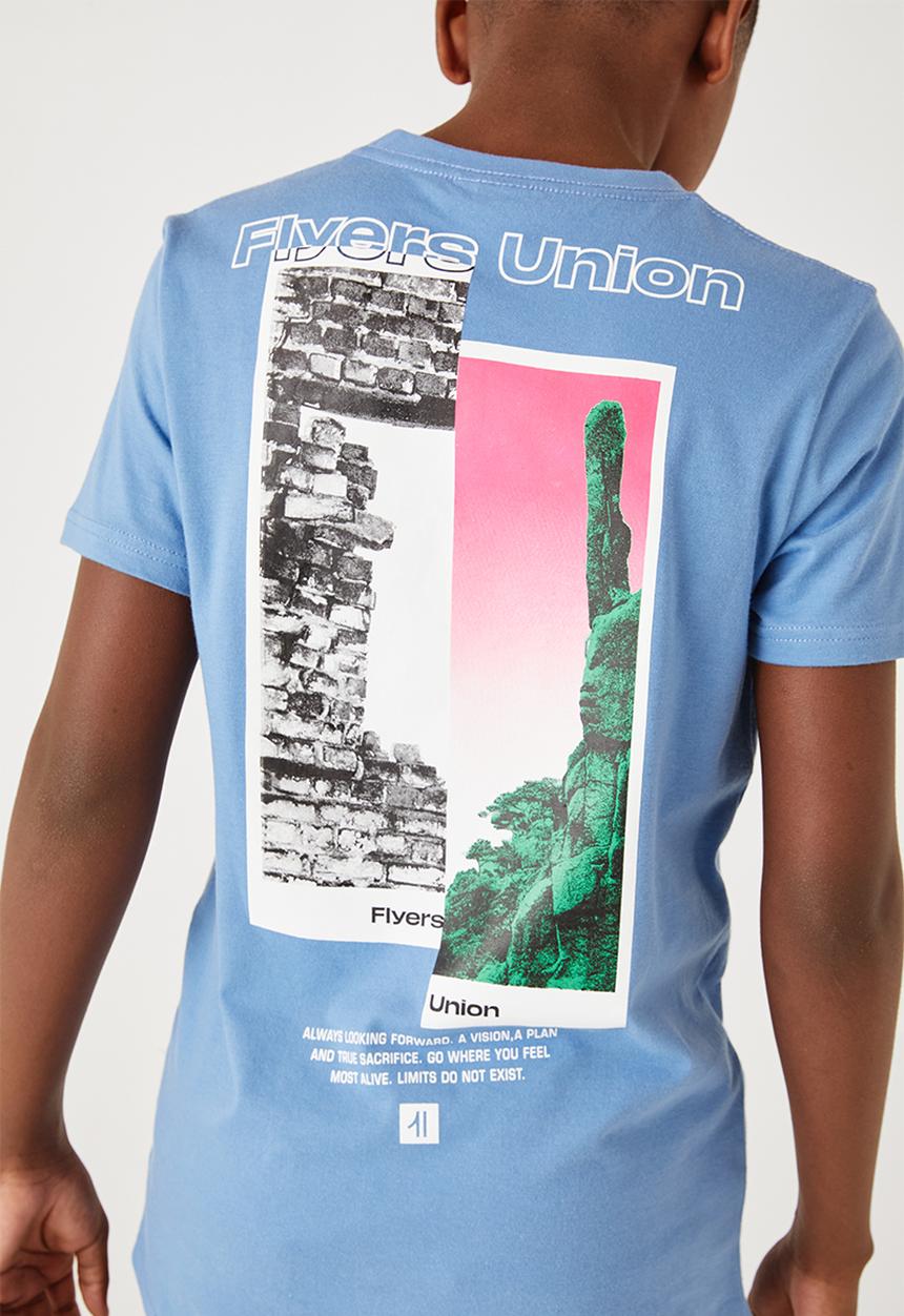 Flyersunion - Split photographic tee - blue