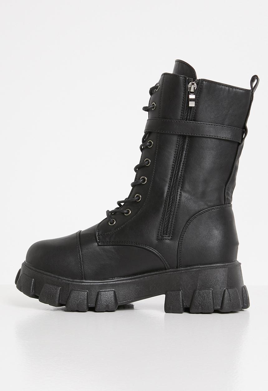 Seduction - Pocket pouch chunky boot - black