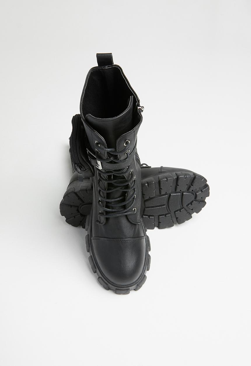 Seduction - Pocket pouch chunky boot - black
