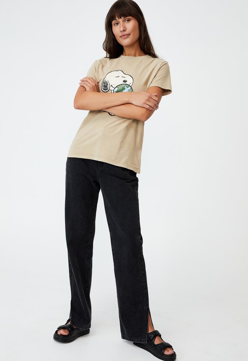 Cotton On - Classic organic cotton lcn graphic tee - lcn pea snoopy world/clay