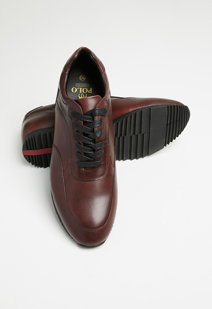 POLO - Hugh leather smart athletic sneaker - burgundy
