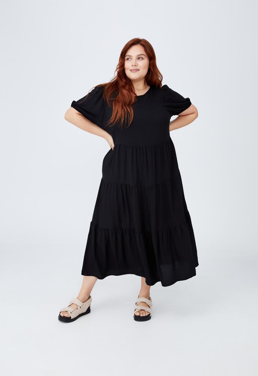 Cotton On - Curve woven leah midi dress - black