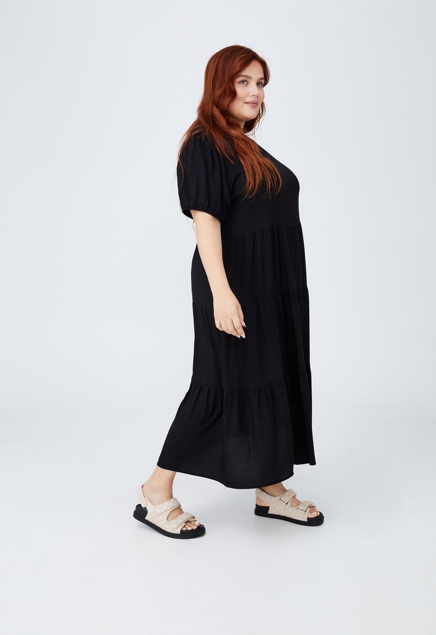 Cotton On - Curve woven leah midi dress - black