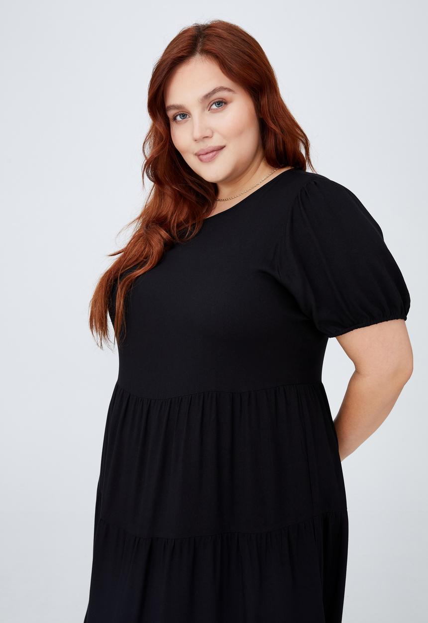 Cotton On - Curve woven leah midi dress - black