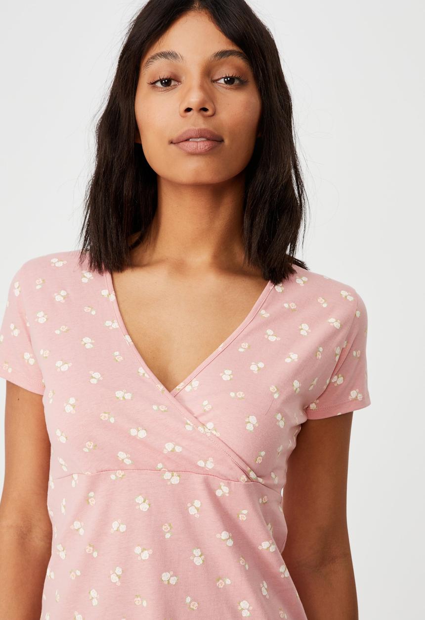 Cotton On - Bessie cross over mini dress - ruthie rose petal pink
