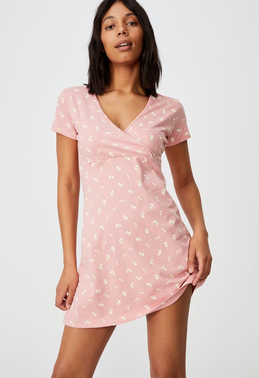 Cotton On - Bessie cross over mini dress - ruthie rose petal pink