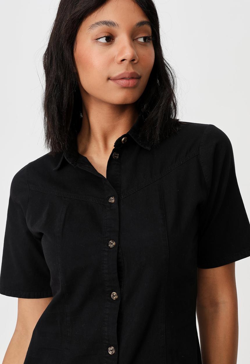Cotton On - Woven oaklyn collar button down shirt dress - black