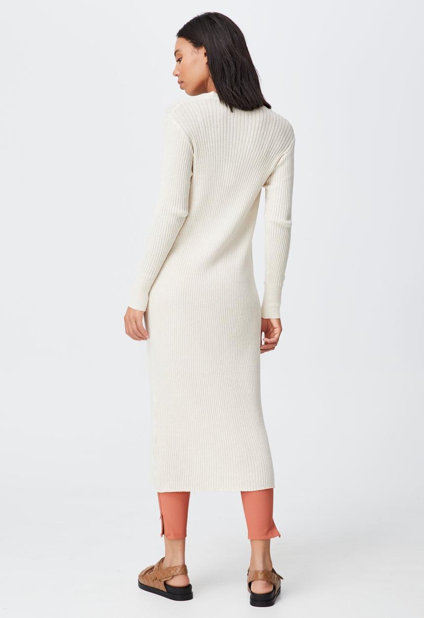 Cotton On - Cotton vegetable dye ribbed longline cardi - chestnut shell marle
