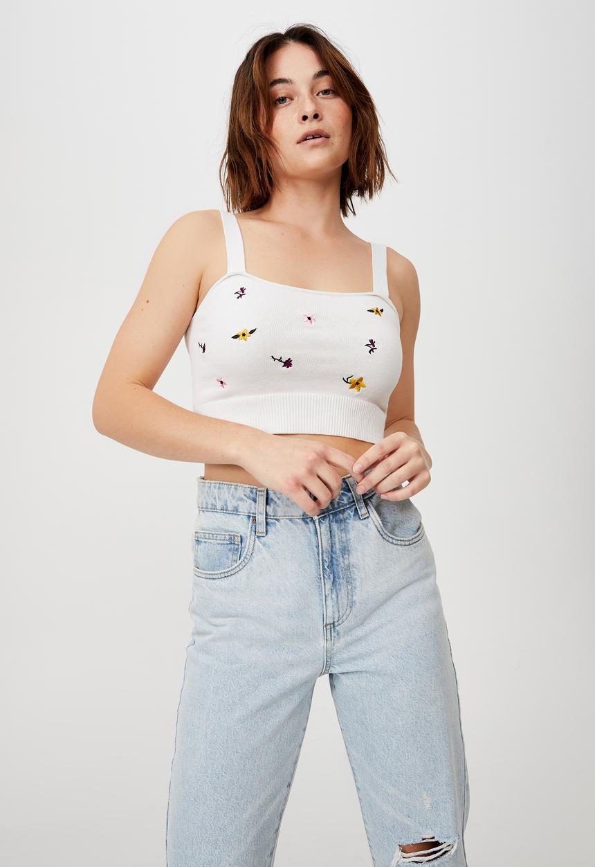 Cotton On - Wildflower bandeau tank - chalk white