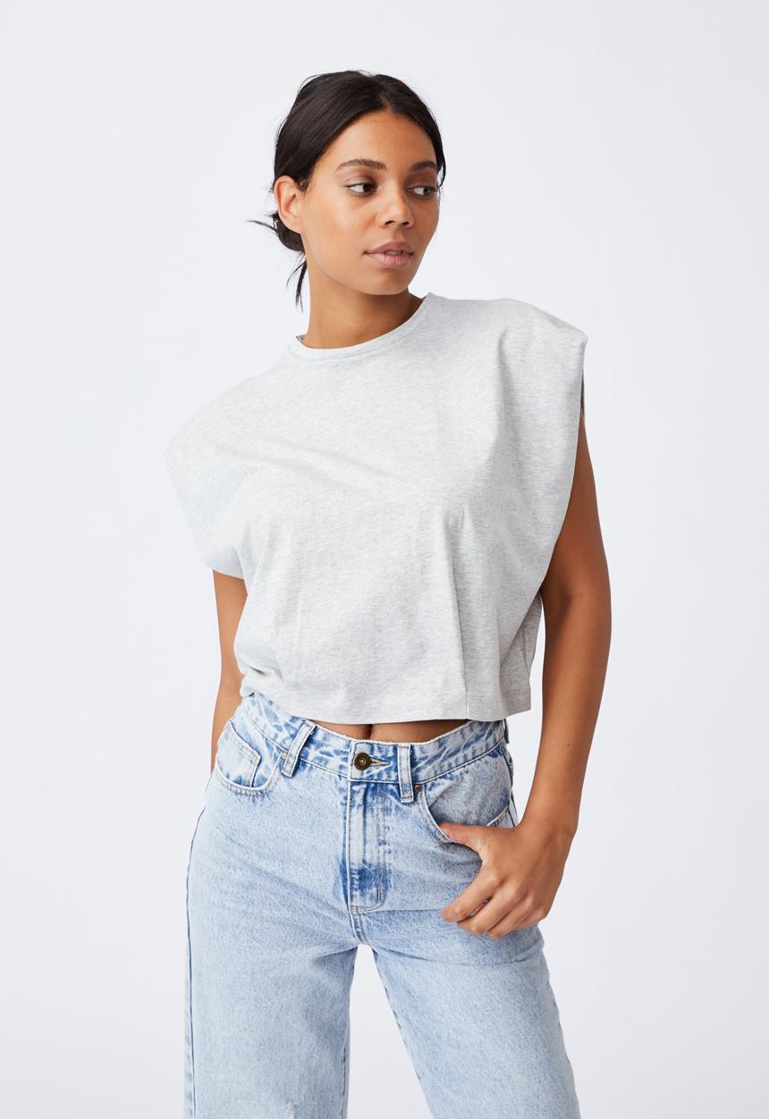 Cotton On - Form focus shoulder tank - light grey marle