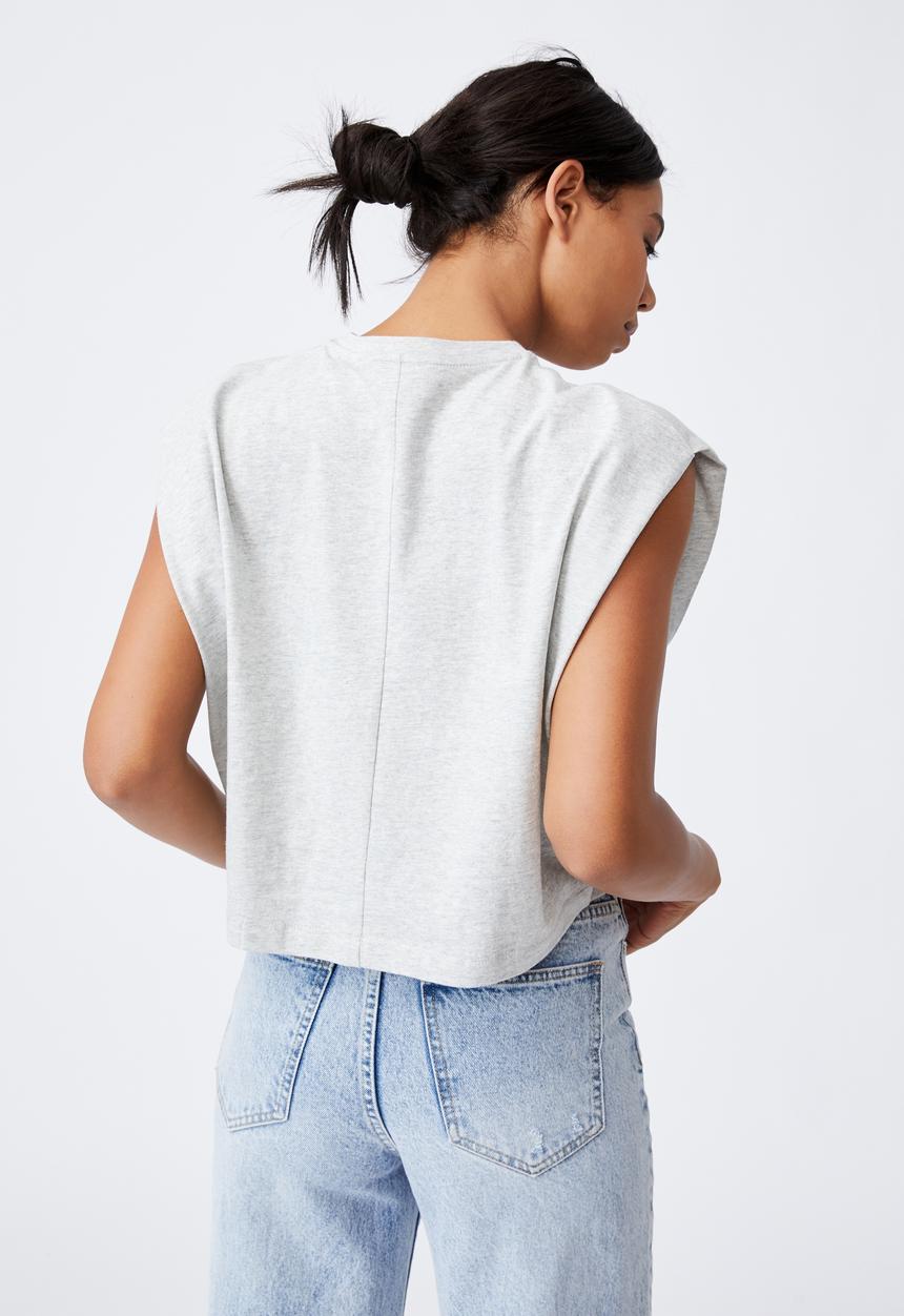 Cotton On - Form focus shoulder tank - light grey marle