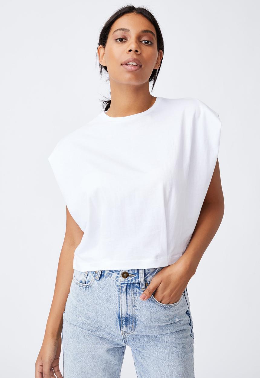 Cotton On - Form focus shoulder tank - white