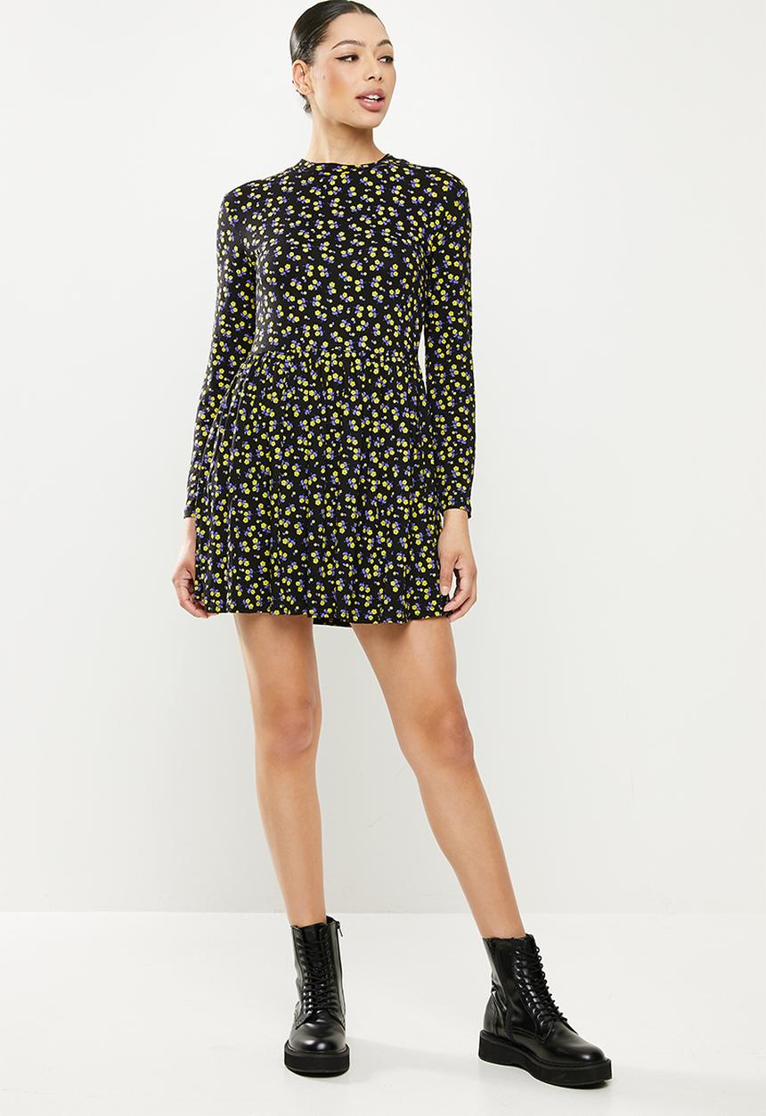 Missguided - Floral print smock dress - black