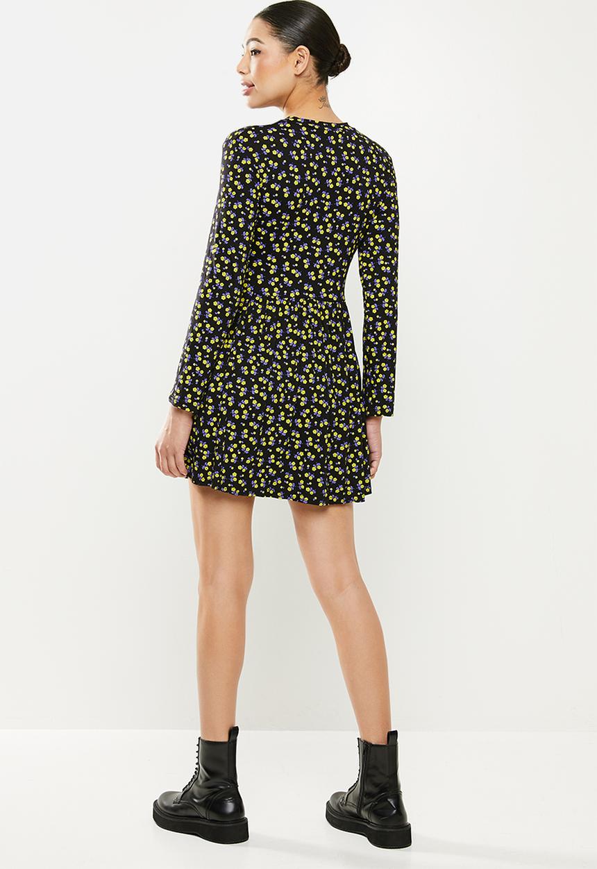 Missguided - Floral print smock dress - black