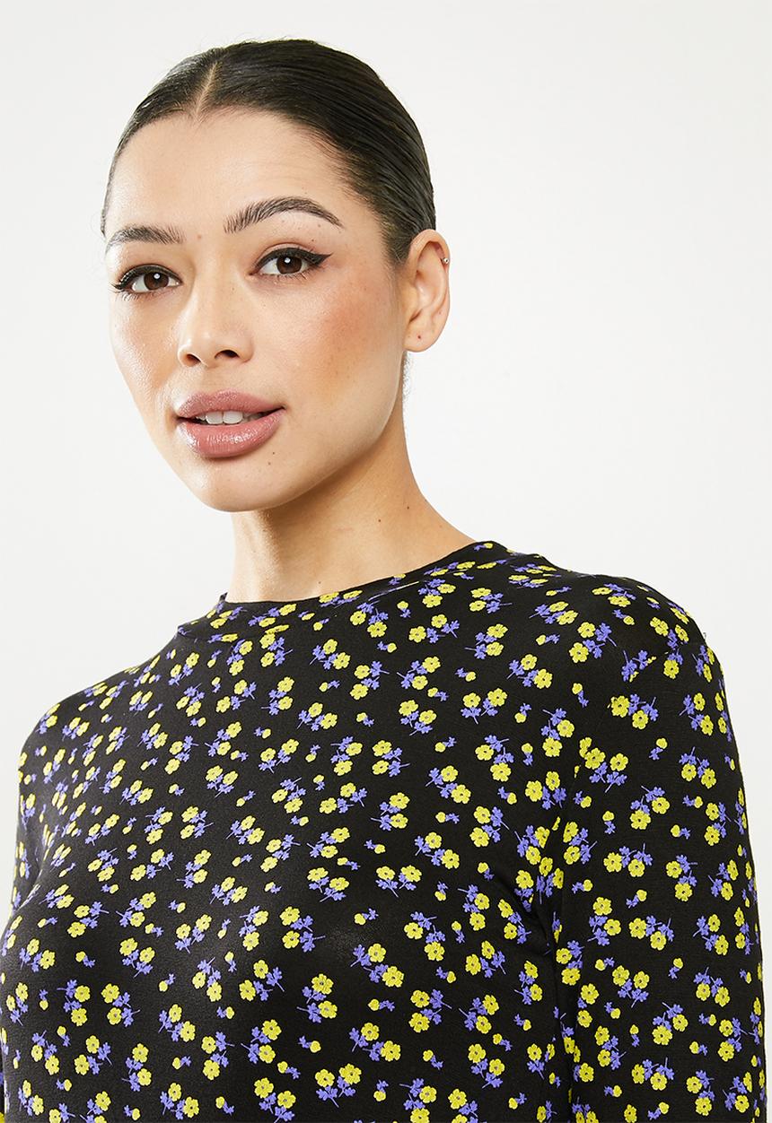 Missguided - Floral print smock dress - black