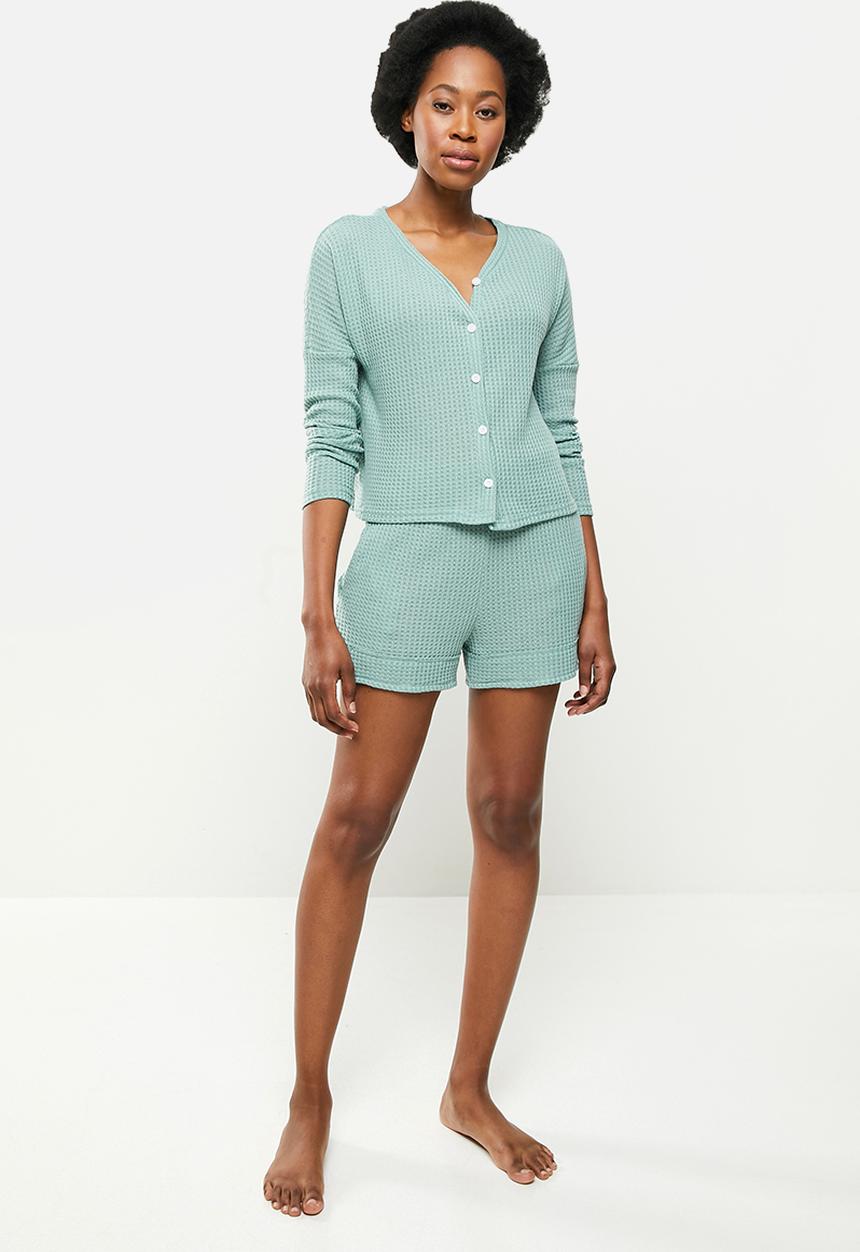 STYLE REPUBLIC - Waffle sleep top & shorts set - sage