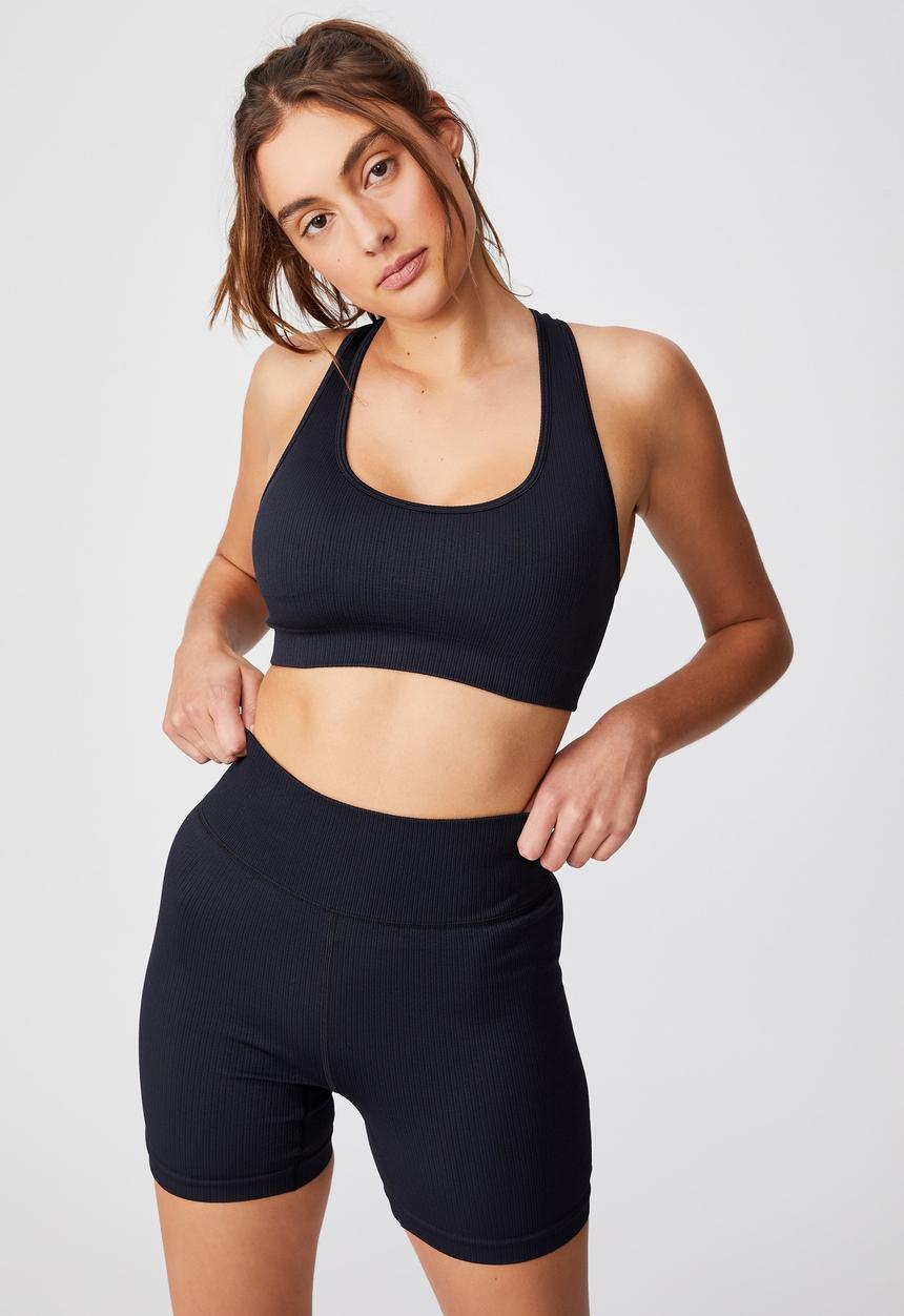 Cotton On - Seamless rib bike short - black
