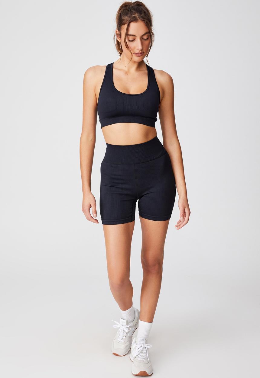 Cotton On - Seamless rib bike short - black