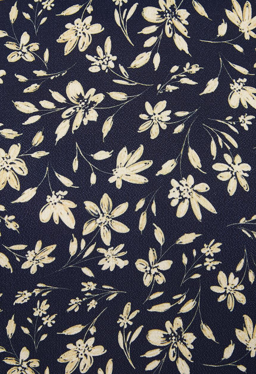 edit - Bellow sleeve tunic dress - navy ivory floral