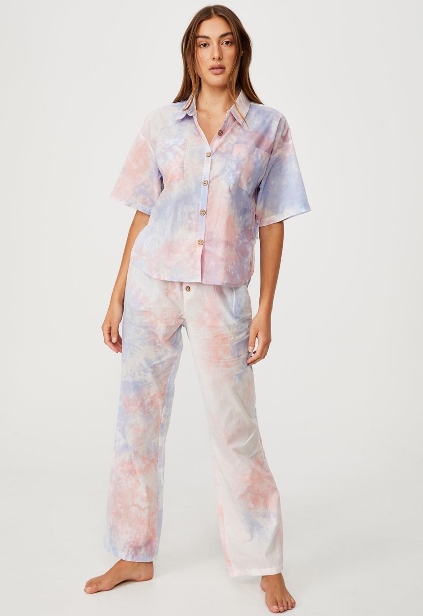 Cotton On - Bed time woven set - multi tie dye