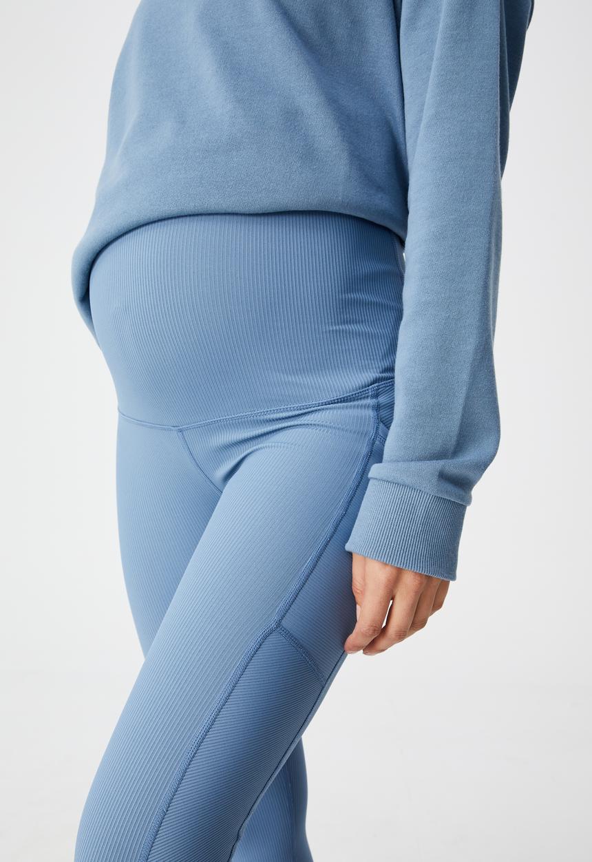 Cotton On - Maternity rib pocket 7/8 tight - copen blue rib