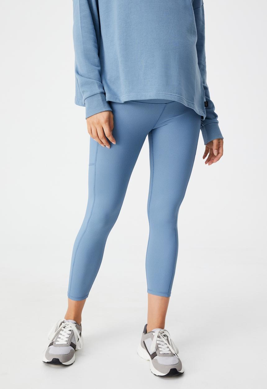 Cotton On - Maternity rib pocket 7/8 tight - copen blue rib