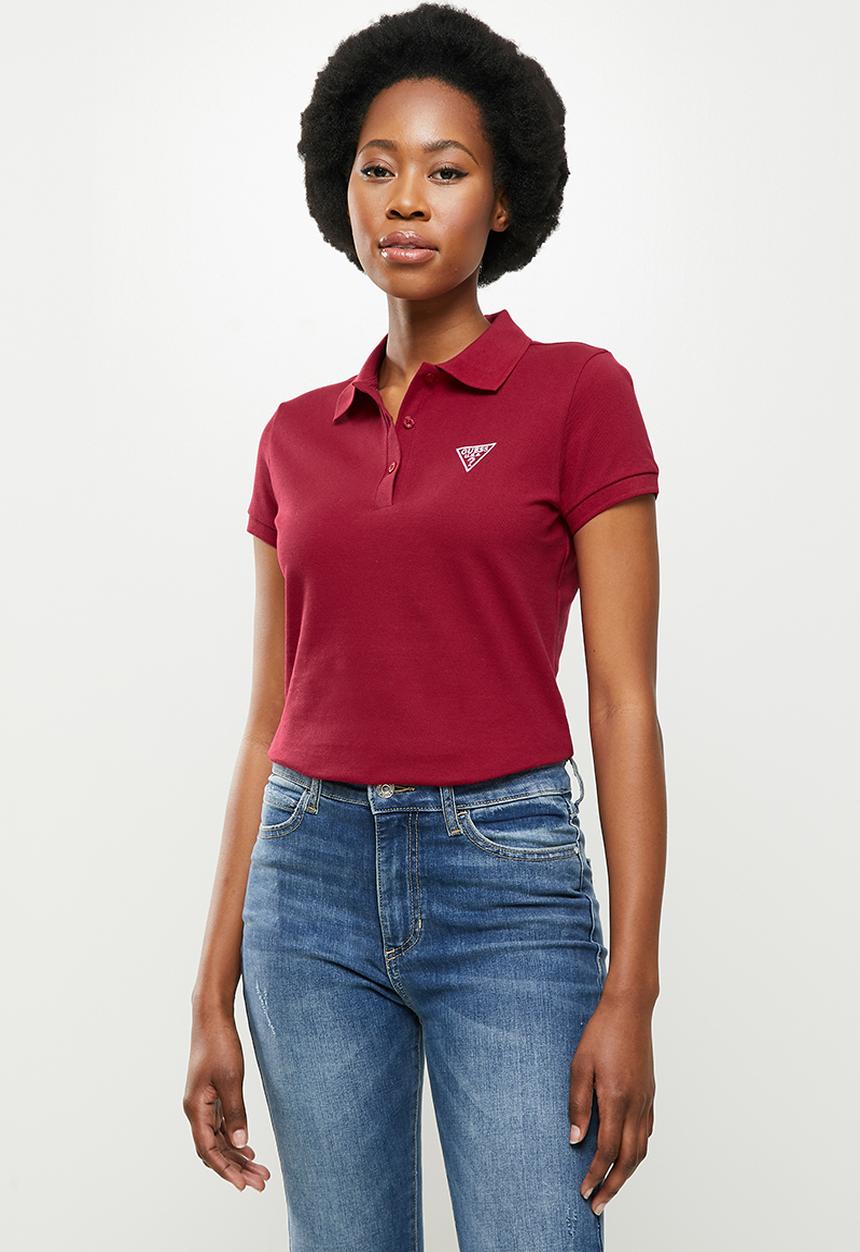 GUESS - Short sleeve classic guess polo - red