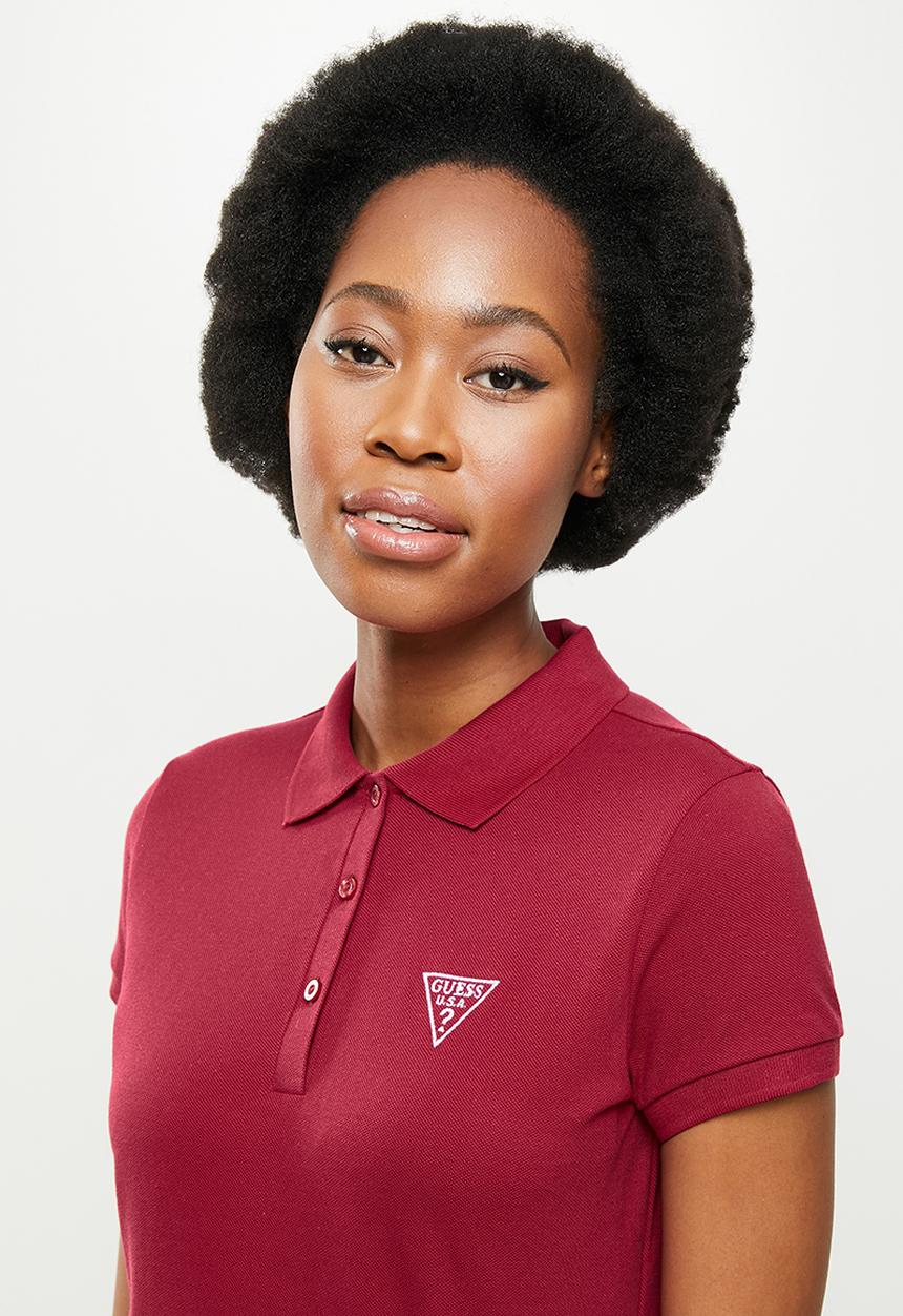 GUESS - Short sleeve classic guess polo - red