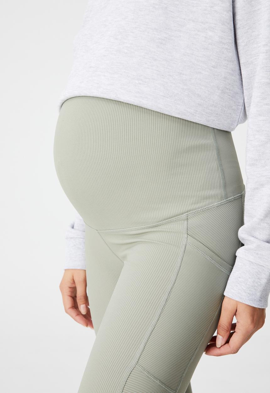 Cotton On - Maternity rib pocket 7/8 tight - green haze rib