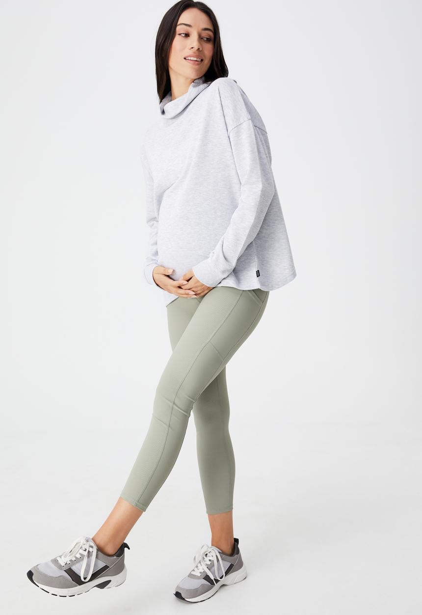 Cotton On - Maternity rib pocket 7/8 tight - green haze rib