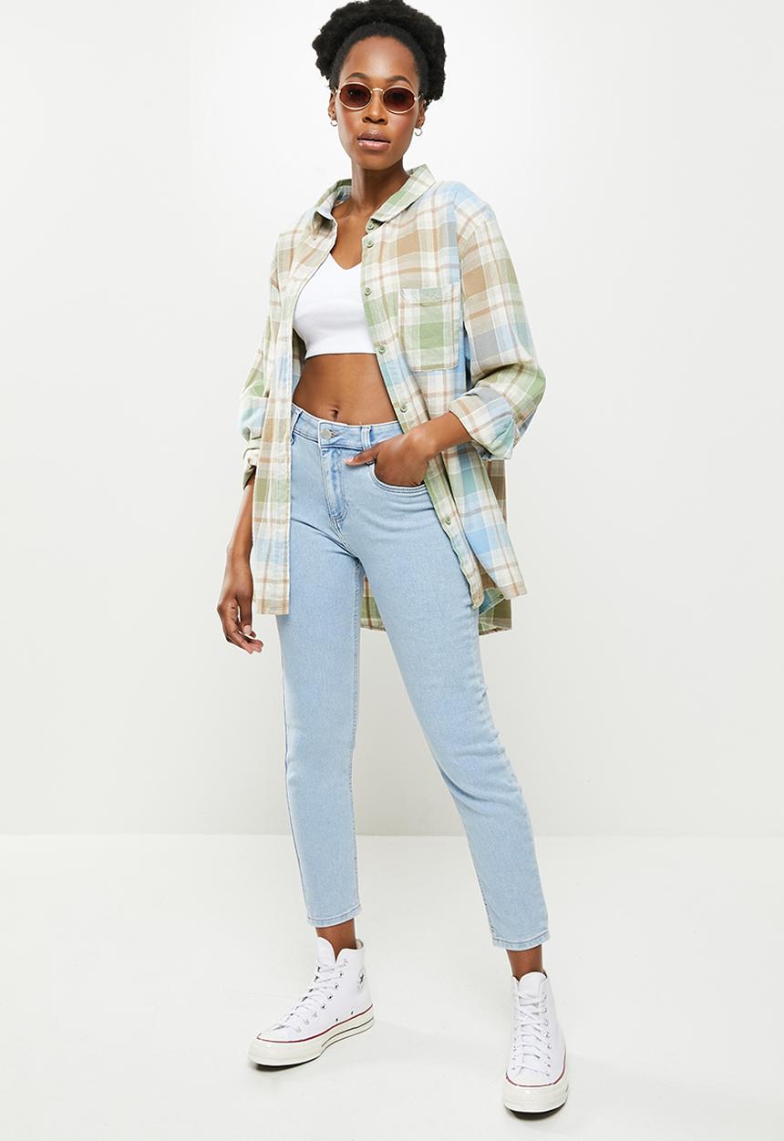 Cotton On - Mid rise cropped super stretch - lennox blue pockets