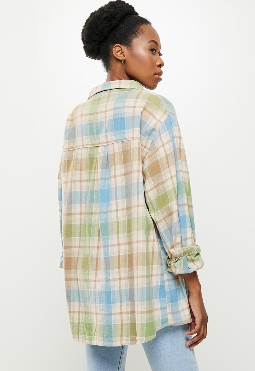 Cotton On - Boyfriend shirt - chilli check pistachio green