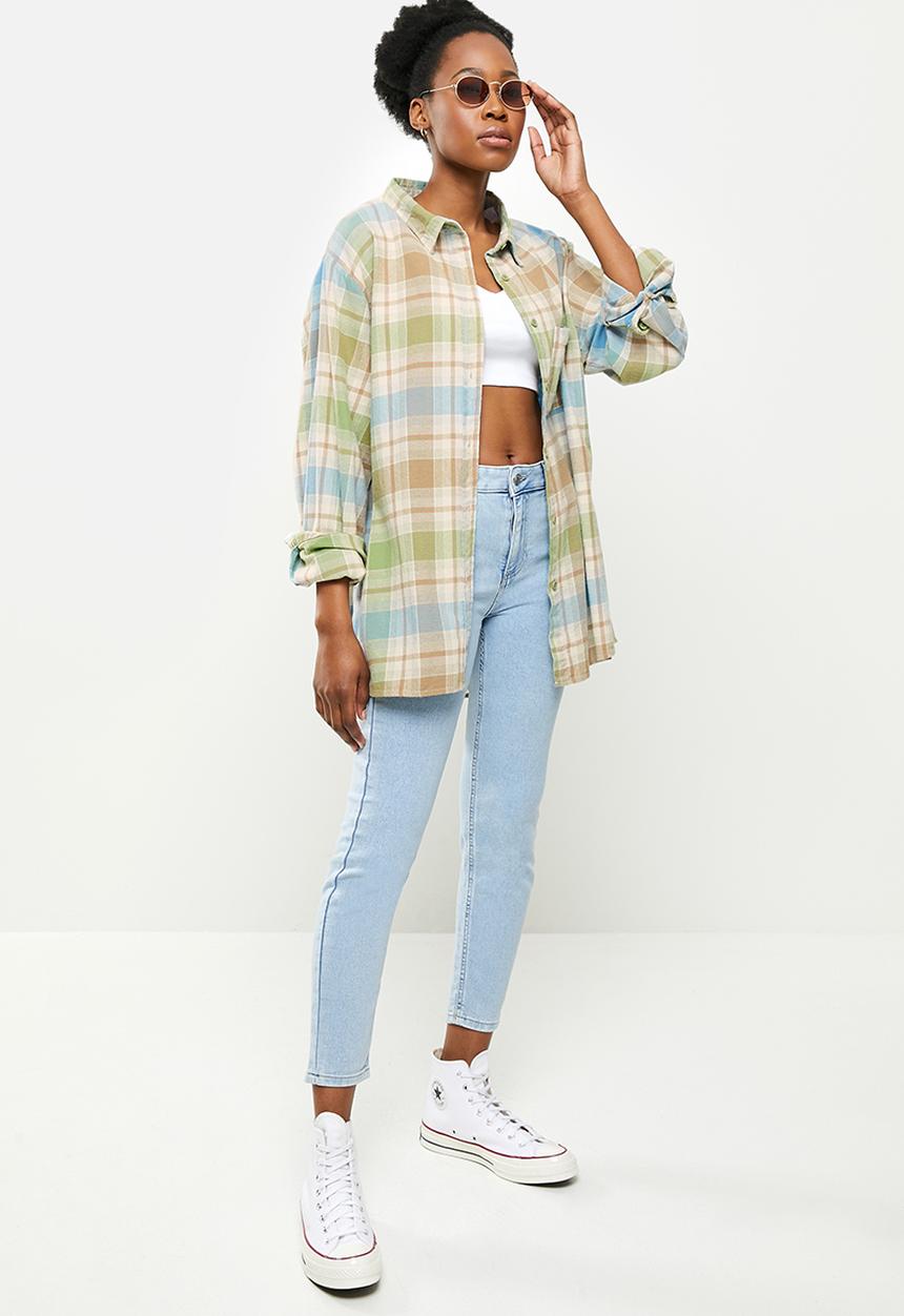 Cotton On - Boyfriend shirt - chilli check pistachio green