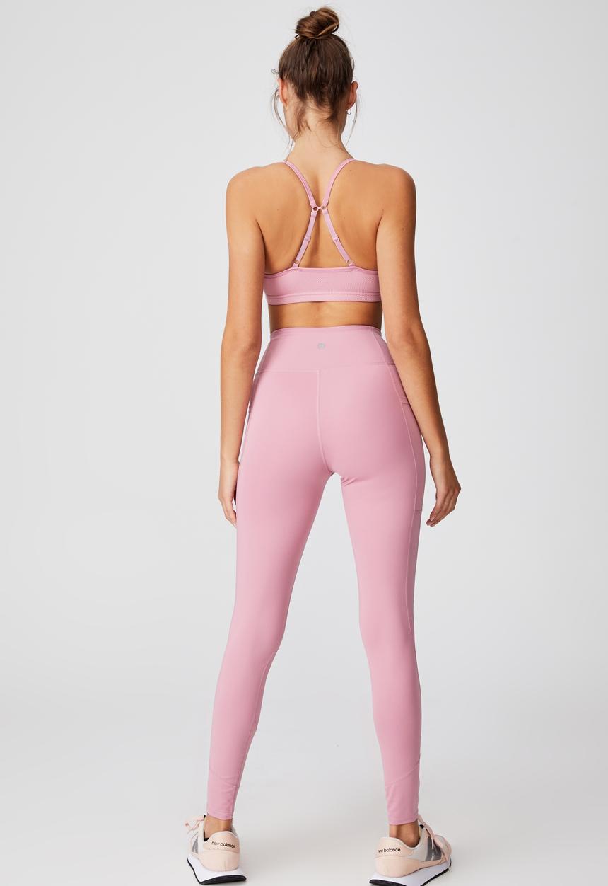 Cotton On - Workout yoga crop - orchid smoke texture