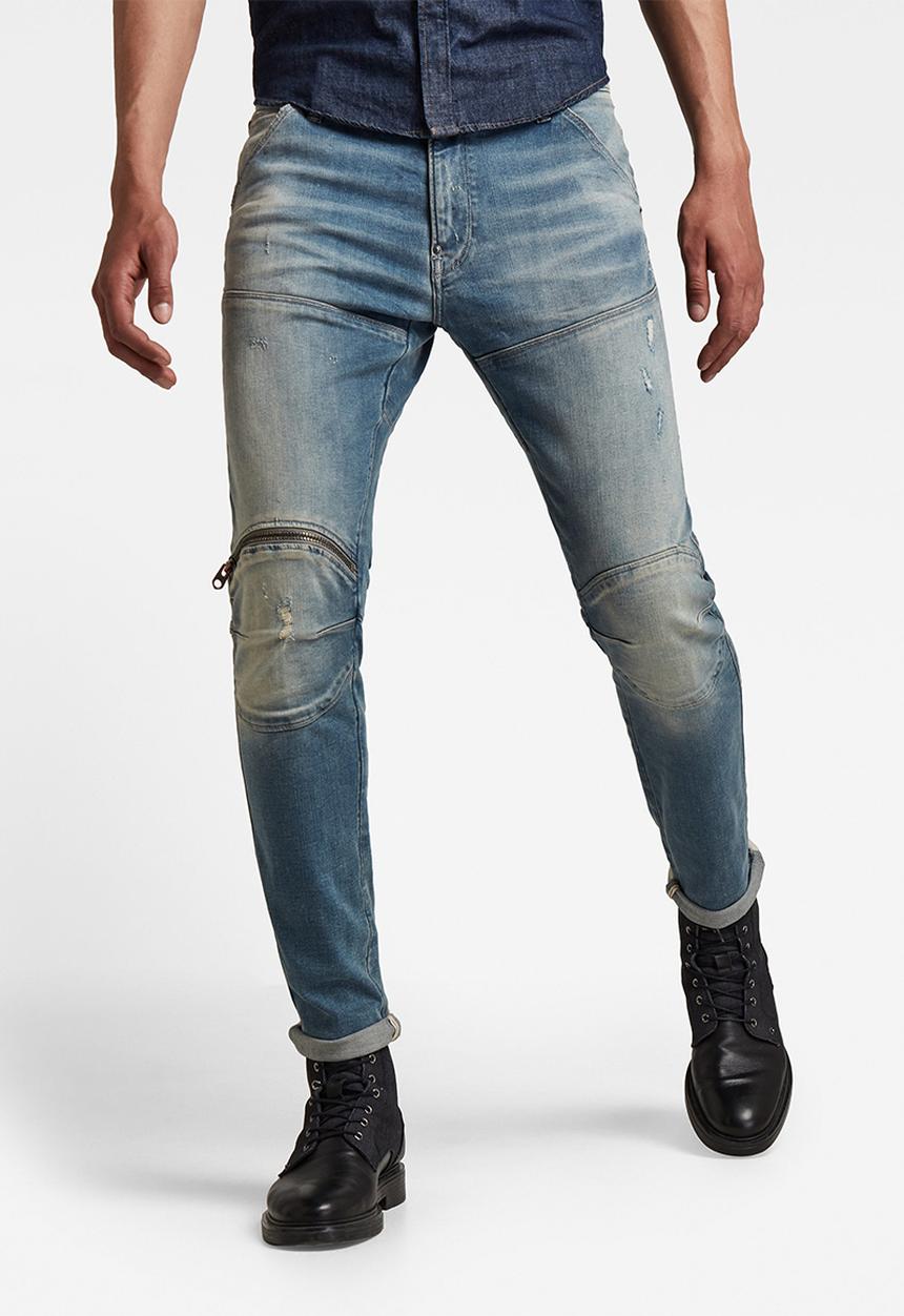 G-STAR - 5620 3d zip knee skinny - antic faded monaco blue destroyed