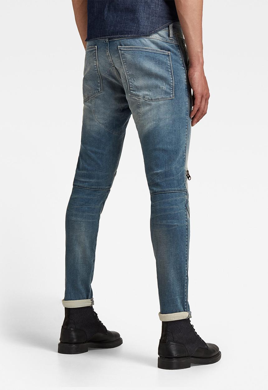 G-STAR - 5620 3d zip knee skinny - antic faded monaco blue destroyed