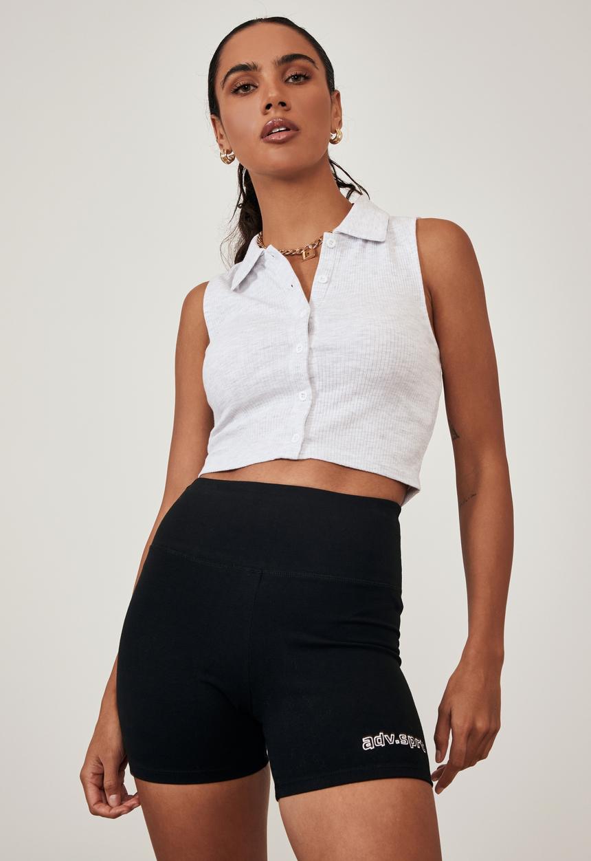 Factorie - Cheeky high waisted printed bike short - black