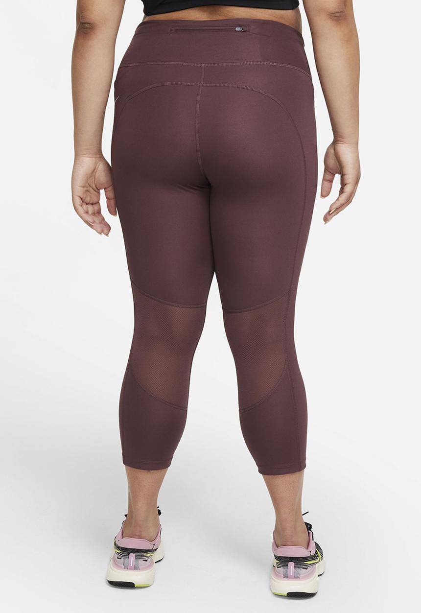 Nike - Nike df fast crop leggings - dark wine/reflective silver