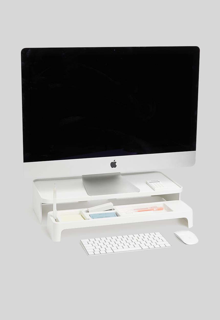 Litem - Monitor stand & desk organiser stand - white