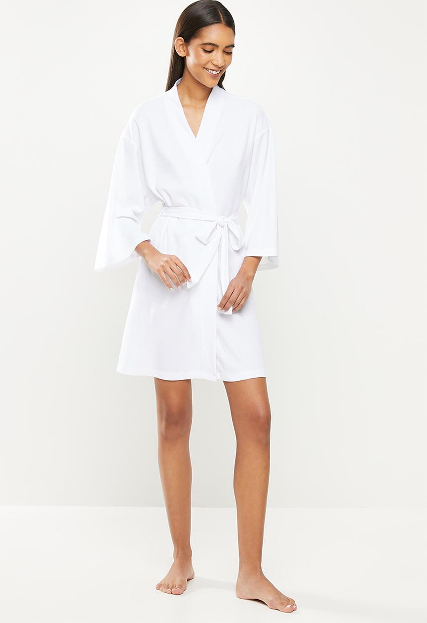 Superbalist - Waffle knit robe - white